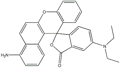 4-アミノ-5'-(ジエチルアミノ)スピロ[12H-ベンゾ[a]キサンテン-12,1'(3'H)-イソベンゾフラン]-3'-オン 化学構造式