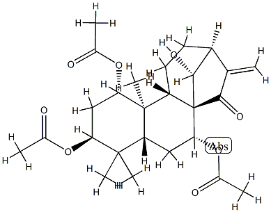 (14R)-1α,3β,7α-Triacetoxy-14-hydroxykaur-16-en-15-one Structure