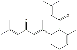 [5E,(+)]-2-Methyl-6-[(1S)-3-methyl-2α-(3-methyl-1-oxo-2-butenyl)-3-cyclohexene-1α-yl]-2,5-heptadiene-4-one Structure