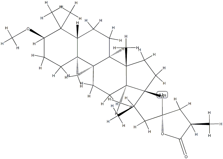 (23S,25R)-17,23-エポキシ-23-ヒドロキシ-3α-メトキシ-9β,19-シクロ-5α-ラノスタン-26-酸γ-ラクトン 化学構造式