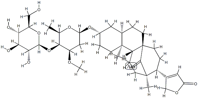 3β-[(2,6-Dideoxy-4-O-β-D-glucopyranosyl-3-O-methyl-β-D-lyxo-hexopyranosyl)oxy]-14-oxo-8,15-cyclo-14,15-seco-5β-card-20(22)-enolide Structure