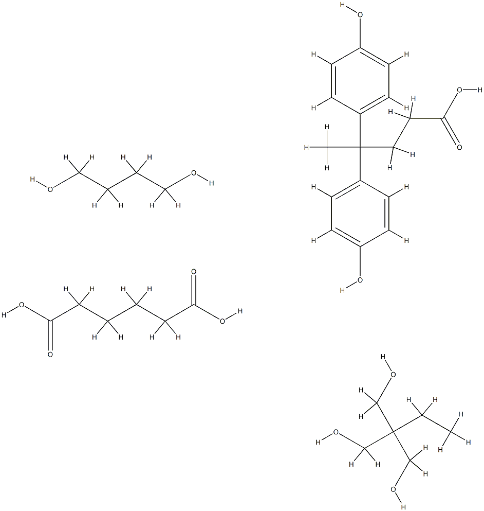 Hexanedioic acid, polymer with 1,4-butanediol, 2-ethyl-2-(hydroxymethyl)-1,3-propanediol and 4-hydroxy-γ-(4-hydroxyphenyl) -γ-methylbenzenebutanoic acid Struktur