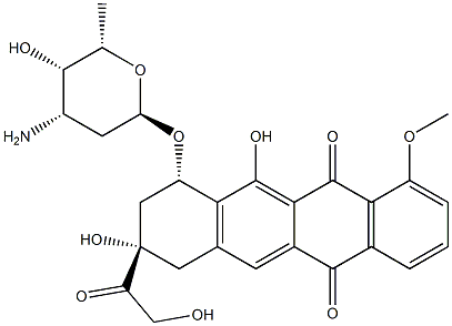 5,12-Naphthacenedione, 10-(3-amino-2,3,6-trideoxy-.alpha.-L-lyxo-hexopyranosyl)oxy-7,8,9,10-tetrahydro-8,11-dihydroxy-8-(hydroxyacetyl)-1-methoxy-, (8S,10S)- Structure