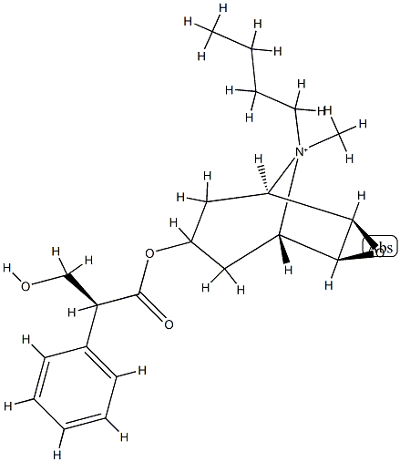 (S)-α-(Hydroxymethyl)benzeneacetic acid (1β,2α,4α,5β,7α)-9-butyl-9-methyl-3-oxa-9-azoniatricyclo[3.3.1.02,4]nonane-7-yl ester Struktur