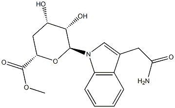 1-[3-(2-Amino-2-oxoethyl)-1H-indol-1-yl]-1,4-dideoxy-α-D-lyxo-hexopyranuronic acid methyl ester 结构式