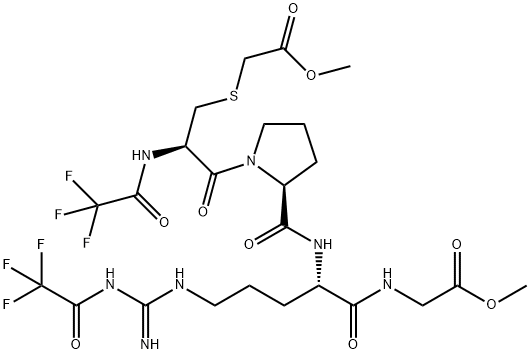 N-[N5-[Imino[(trifluoroacetyl)amino]methyl]-N2-[1-[S-(2-methoxy-2-oxoethyl)-N-(trifluoroacetyl)-L-Cys-]L-Pro-]-L-Orn-]Gly-OMe 结构式