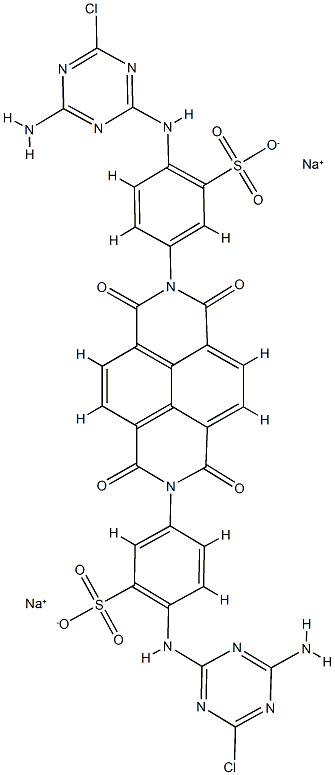 3,3'-[(1,3,6,8-Tetrahydro-1,3,6,8-tetraoxobenzo[lmn][3,8]phenanthroline)-2,7-diyl]bis[6-[(4-amino-6-chloro-1,3,5-triazin-2-yl)amino]benzenesulfonic acid sodium] salt Struktur