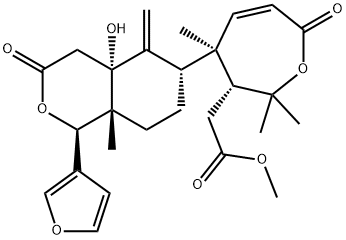 (3R,4R)-4-[(1R)-1β-(3-フリル)-オクタヒドロ-4aα-ヒドロキシ-8aβ-メチル-5-メチレン-3-オキソ-1H-2-ベンゾピラン-6α-イル]-2,3,4,7-テトラヒドロ-2,2,4-トリメチル-7-オキソオキセピン-3-酢酸メチル 化学構造式