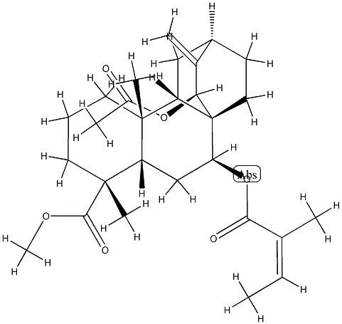 (4R,5S,8S,9S,10R,12R)-15β-Acetoxy-7β-[[(Z)-2-methyl-1-oxo-2-butenyl]oxy]atis-16-en-18-oic acid methyl ester Struktur