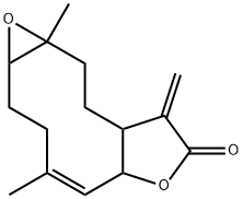 1a,3,5a,8,8a,9,10,10a-Octahydro-4,10a-dimethyl-8-methyleneoxireno[5,6]cyclodeca[1,2-b]furan-7(2H)-one Struktur