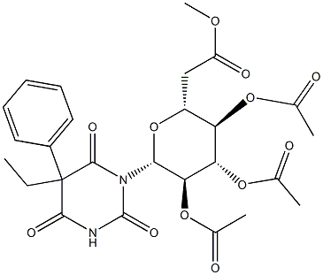 1-(2,3,4,6-tetraacetyl-beta-D-glucopyranosyl)phenobarbital Struktur