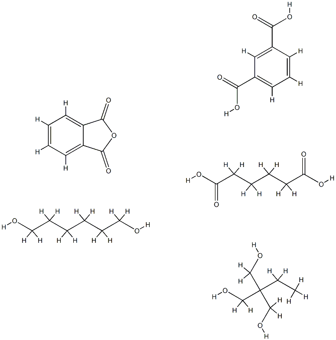 1,3-苯二羧酸与2-乙基-2-(羟甲基)-1,3-丙二醇、己二酸、1,6-己二醇和1,3-异苯并呋喃二酮的聚合物, 72259-84-8, 结构式