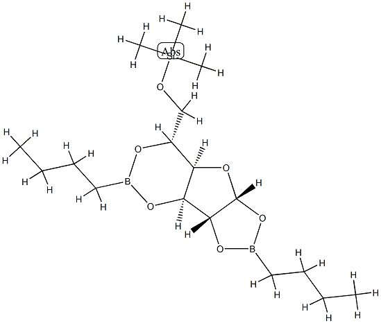 6-O-(Trimethylsilyl)-1-O,2-O-(butylboranediyl)-3-O,5-O-(butylboranediyl)-α-D-glucofuranose Structure