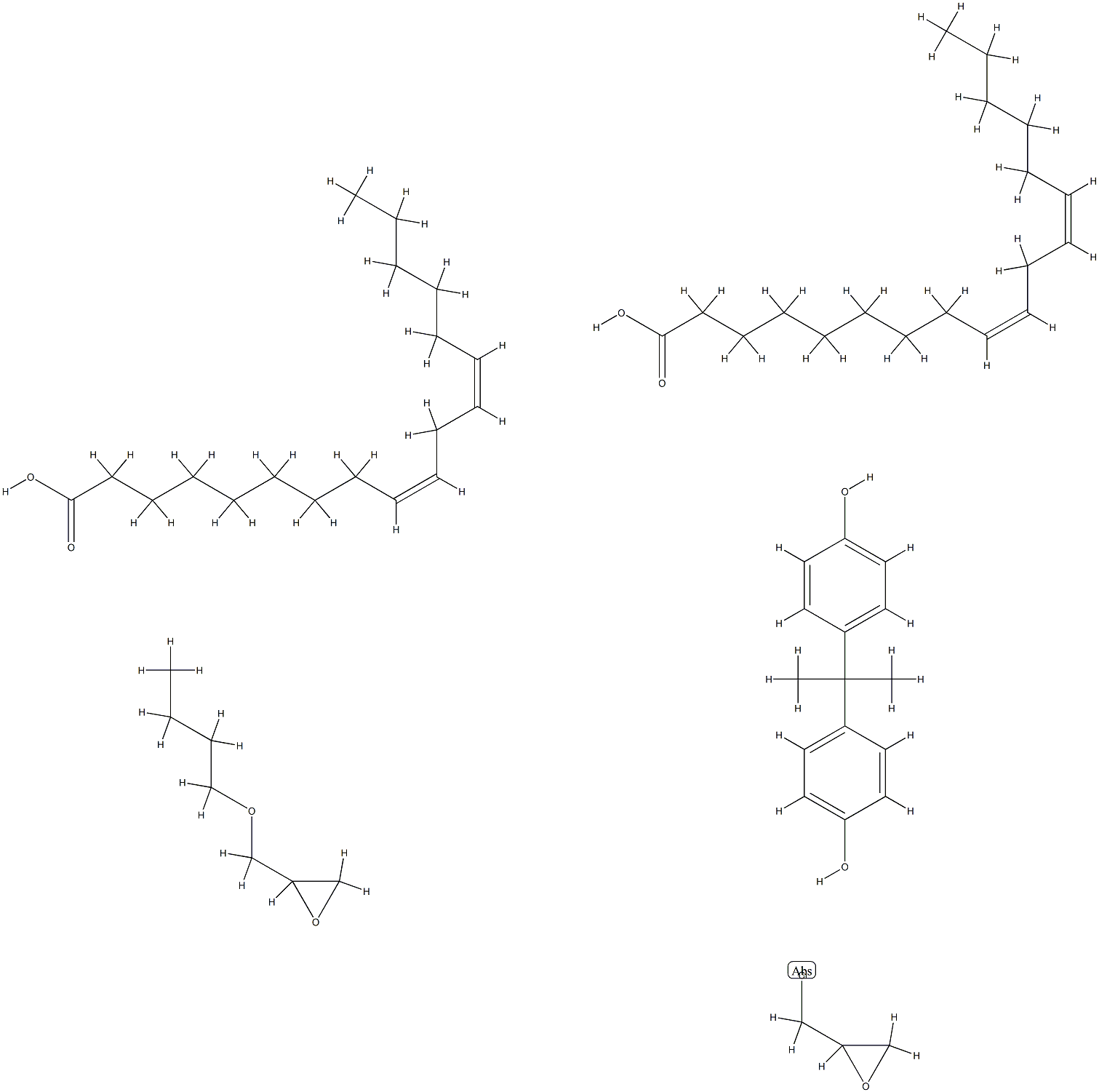9,12-Octadecadienoic acid (Z,Z)-, dimer, polymer with (butoxymethyl)oxirane, (chloromethyl)oxirane and 4,4'-(1-methylethylidene)bis[phenol] 结构式