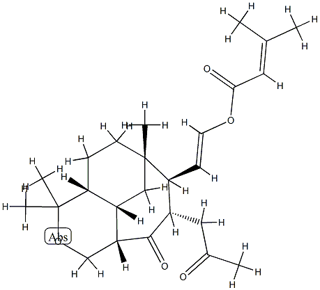 3-Methyl-2-butenoic acid [(E)-2-[(4aS,9aS)-decahydro-3,3,6-trimethyl-9-oxo-8α-(2-oxopropyl)-4α,6α-ethanocyclohepta[c]pyran-7β-yl]vinyl] ester 结构式