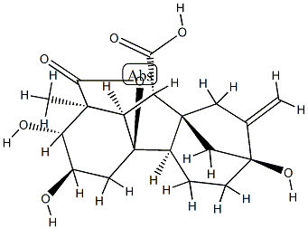 2β,3α,4aα,7-Tetrahydroxy-1β-methyl-8-methylenegibbane-1α,10β-dicarboxylic acid 1,4a-lactone Structure