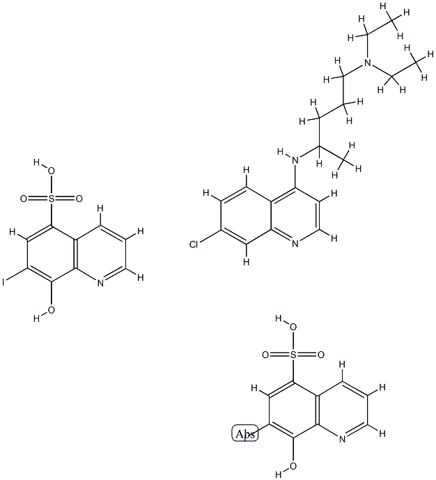 8-ヒドロキシ-7-ヨード-5-キノリンスルホン酸·1/2[N,N-ジエチル-4-(7-クロロイソキノリン-4-イルアミノ)ペンタン-1-アミン] 化学構造式