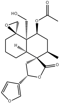 (3R,5S,5'R,8'aβ)-4'α-Acetyloxy-5-(3-furanyl)-2',3',4,4',4'a,5,6',7',8',8'aβ-decahydro-4'aα-(hydroxymethyl)-2'α-methyldispiro[furan-3(2H),1'(5'H)-naphthalene-5',2''-oxiran]-2-one Structure
