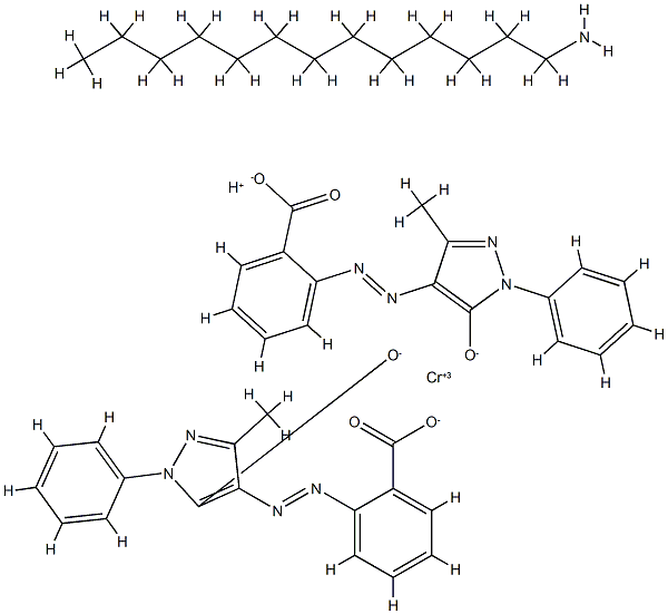 Chromate(1-), bis2-(4,5-dihydro-3-methyl-5-oxo-1-phenyl-1H-pyrazol-4-yl)azobenzoato(2-)-, hydrogen, compd. with 1-tridecanamine (1:1) Structure