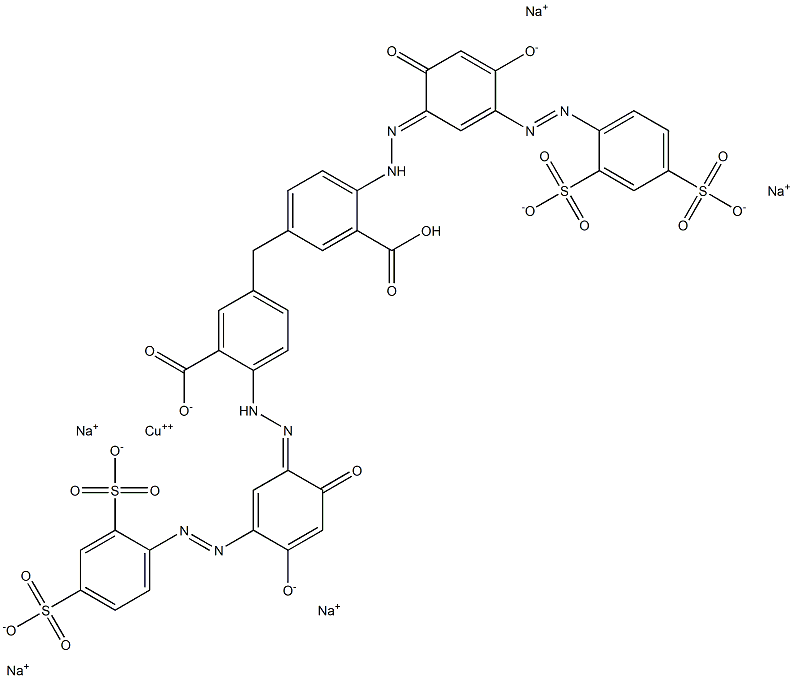 Cuprate(5-), [[3,3'-methylenebis[6-[[3- [(2,4-disulfophenyl)azo]-2,4-dihydroxyphenyl]azo ]benzoato]](7-)]-, pentasodium Structure