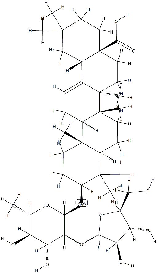 3β-[(2-O-α-L-アラビノフラノシル-6-デオキシ-α-L-マンノピラノシル)オキシ]オレアナ-12-エン-28-酸 化学構造式