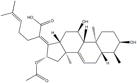 (4α,13α,14β,17Z)-16β-アセトキシ-3α,11α-ジヒドロキシ-18,29-ジノルダンマラ-7,17(20),24-トリエン-21-酸 化学構造式