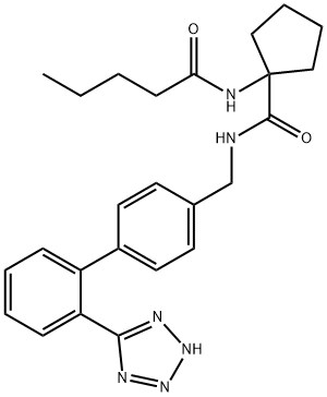 IRBESARTAN RELATED COMPOUND A (25 MG) (1-PENTANOYLAMINO-CYCLOPENTANECARBOXYLIC ACID [2'-(1H-TETRAZOL-5-YL)-BIPHENYL-4-YLMETHYL]-AMIDE) Structure
