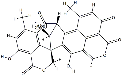 (8R,15bS,16S)-4,11,16-トリヒドロキシ-6,9-ジメチル-7H-8,15b-メタノ-1H,3H,12H-ベンゾ[de]シクロヘプタ[1,2-g:3,4,5-d'e']ビス[2]ベンゾピラン-3,7,12,15(8H)-テトラオン 化学構造式