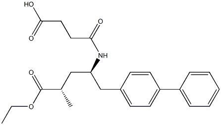 (2R,4S)-5-(ビフェニル-4-イル)-4-[(3-カルボキシプロピオニル)アミノ]-2-メチルペンタン酸エチルエステル 化学構造式