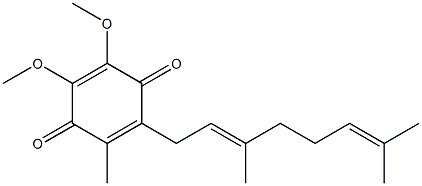 2,3-ジメトキシ-5-メチル-6-(3,7-ジメチル-2,6-オクタジエニル)-p-ベンゾキノン 化学構造式