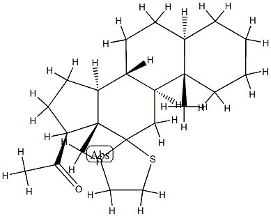 12,12-(エチレンビスチオ)-5α-プレグナン-20-オン 化学構造式