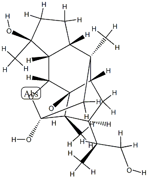 (2S,4aα,5aα,8aα,8bα)-3,4,4a,5,5a,6,7,8,8a,8b-デカヒドロ-3α-[(S)-2-ヒドロキシ-1-メチルエチル]-2aα,5,8-トリメチル-2,5β-メタノ-2H-s-インダセノ[8,1-bc]フラン-2,8α,8cα-トリオール 化学構造式