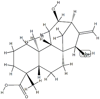 (15R)-12β,15-ジヒドロキシカウラ-16-エン-18-酸 化学構造式
