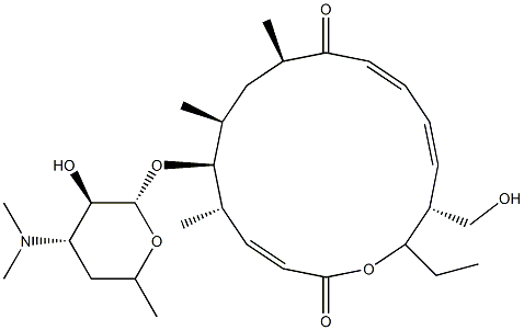 21-O-デ(6-デオキシ-2-O,3-O-ジメチル-β-D-アロピラノシル)-12,13-ジデヒドロ-12,12-O-セコ-13-デオキシミシナミシンI 化学構造式