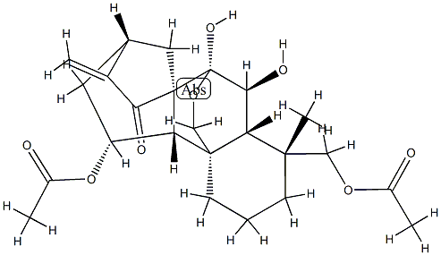(4R)-11α,18-ジアセトキシ-7α,20-エポキシ-6β,7-ジヒドロキシカウラ-16-エン-15-オン 化学構造式