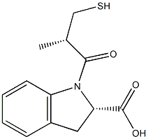 (2S)-2,3-ジヒドロ-1-[(S)-3-メルカプト-2-メチル-1-オキソプロピル]-1H-インドール-2α-カルボン酸 化学構造式