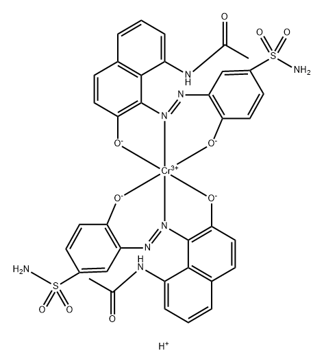 hydrogen bis[N-[7-hydroxy-8-[[2-hydroxy-5-sulphamoylphenyl]azo]-1-naphthyl]acetamidato(2-)]chromate(1-)  Struktur