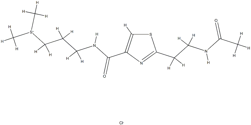 Sulfonium, 3-(((2-(2-(acetylamino)ethyl-4-thiazolyl)carbonyl)amino)pro pyl)dimethyl-, chloride Struktur