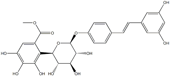 3,4',5-trihydroxystilbene-4'-O-(6''-O-galloyl)glucopyranoside 结构式