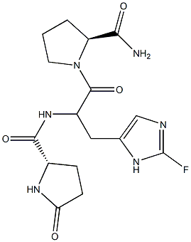 5-オキソ-L-Pro-2-フルオロ-L-His-L-Pro-NH2 化学構造式