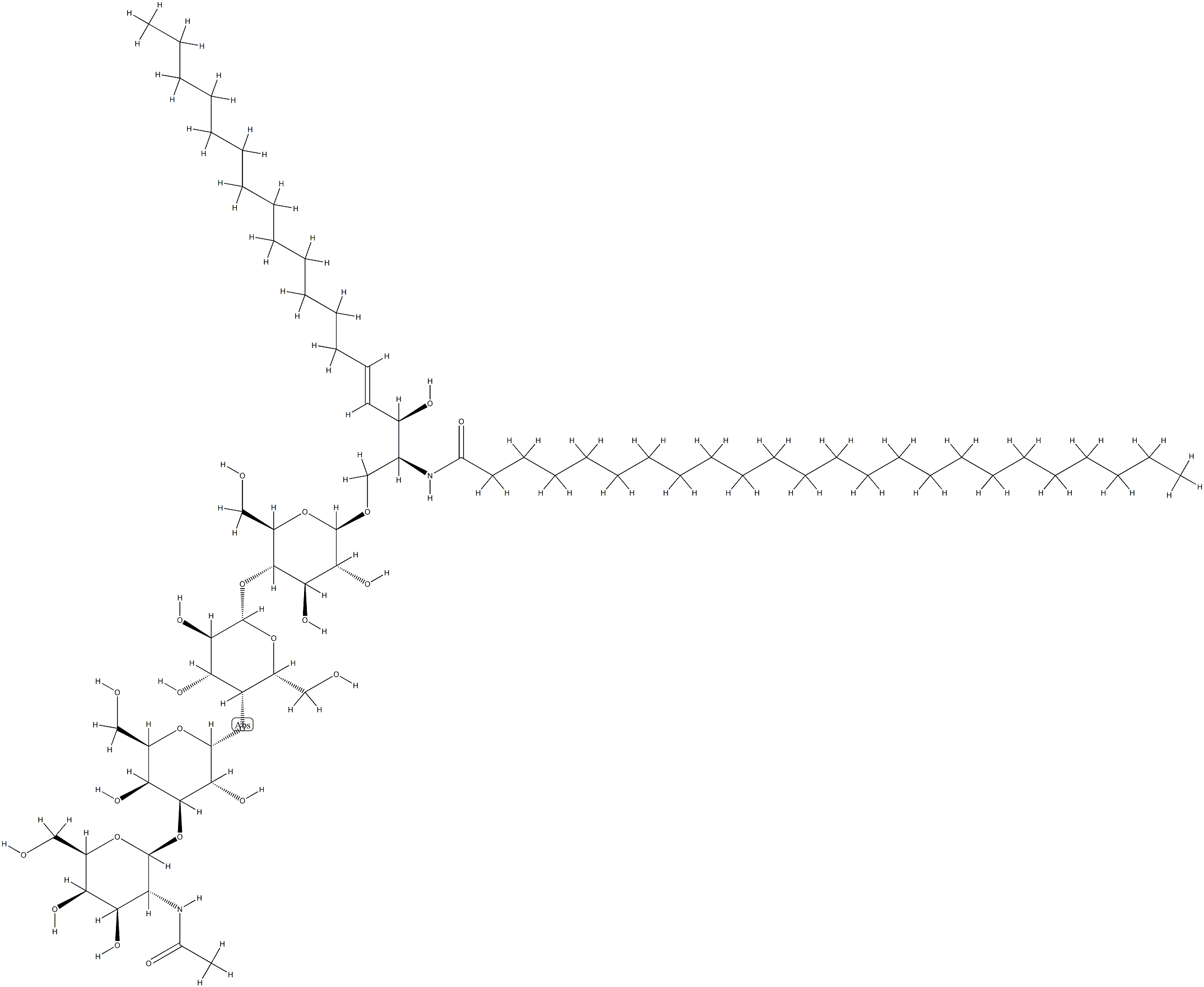 (2S,3R,4E)-2-(Tetracosanoylamino)-1-[4-O-[4-O-[3-O-(2-acetylamino-2-deoxy-β-D-galactopyranosyl)-α-D-galactopyranosyl]-β-D-galactopyranosyl]-β-D-glucopyranosyloxy]-4-octadecen-3-ol Struktur