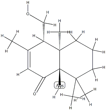 (4S)-4a,5,6,7,8,8a-ヘキサヒドロ-8aβ-ヒドロキシ-4α-(ヒドロキシメチル)-3,4aα,8,8-テトラメチルナフタレン-1(4H)-オン 化学構造式