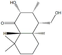 (2R)-3,4,4a,5,6,7,8,8aβ-オクタヒドロ-2α-ヒドロキシ-4α-(ヒドロキシメチル)-3α,4aα,8,8-テトラメチルナフタレン-1(2H)-オン 化学構造式