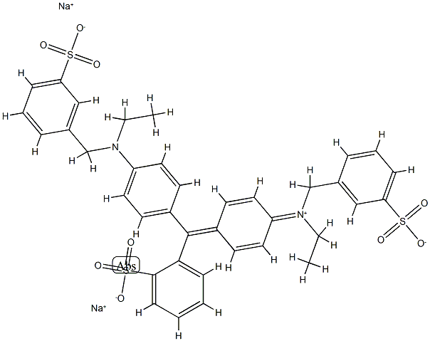 disodium 2-[[4-[ethyl-[(3-sulfonatophenyl)methyl]amino]phenyl]-[4-[eth yl-[(3-sulfonatophenyl)methyl]azaniumylidene]-1-cyclohexa-2,5-dienylid ene]methyl]benzenesulfonate Structure