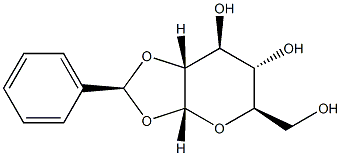 1-O,2-O-[(S)-フェニルメチレン]-α-D-グルコピラノース 化学構造式