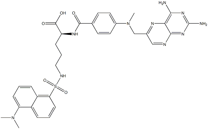 N-alpha-(4-amino-4-deoxy-N(10)-methylpteroyl)-N(delta)-(5-(N,N-dimethylamino)-1-naphthalenesulfonyl)ornithine Structure