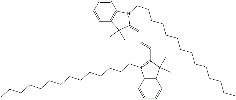3H-Indolium, 2-(3-(1,3-dihydro-3,3-dimethyl-1-tetradecyl-2H-indol-2-yl idene)-1-propenyl)-3,3-dimethyl-1-tetradecyl- Struktur