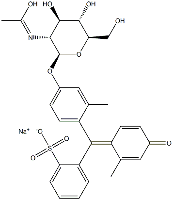 2-[[4-[[2-(Acetylamino)-2-deoxy-β-D-glucopyranosyl]oxy]-2-methylphenyl](2-methyl-4-oxo-2,5-cyclohexadien-1-ylidene)methyl]benzenesulfonic acid sodium salt 结构式