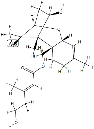 (-)-12,13-Epoxytrichotheca-9-ene-4β,15-diol 15-[(E)-5-hydroxy-3-methyl-2-pentenoate] Structure