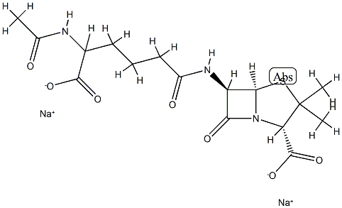 4-Thia-1-azabicyclo(3.2.0)heptane-2-carboxylic acid, 6-((5-(acetylamin o)-5-carboxy-1-oxopentyl)amino)-3,3-dimethyl-7-oxo-, disodium salt, (2 S-(2alpha,5alpha,6beta(R*)))- Structure